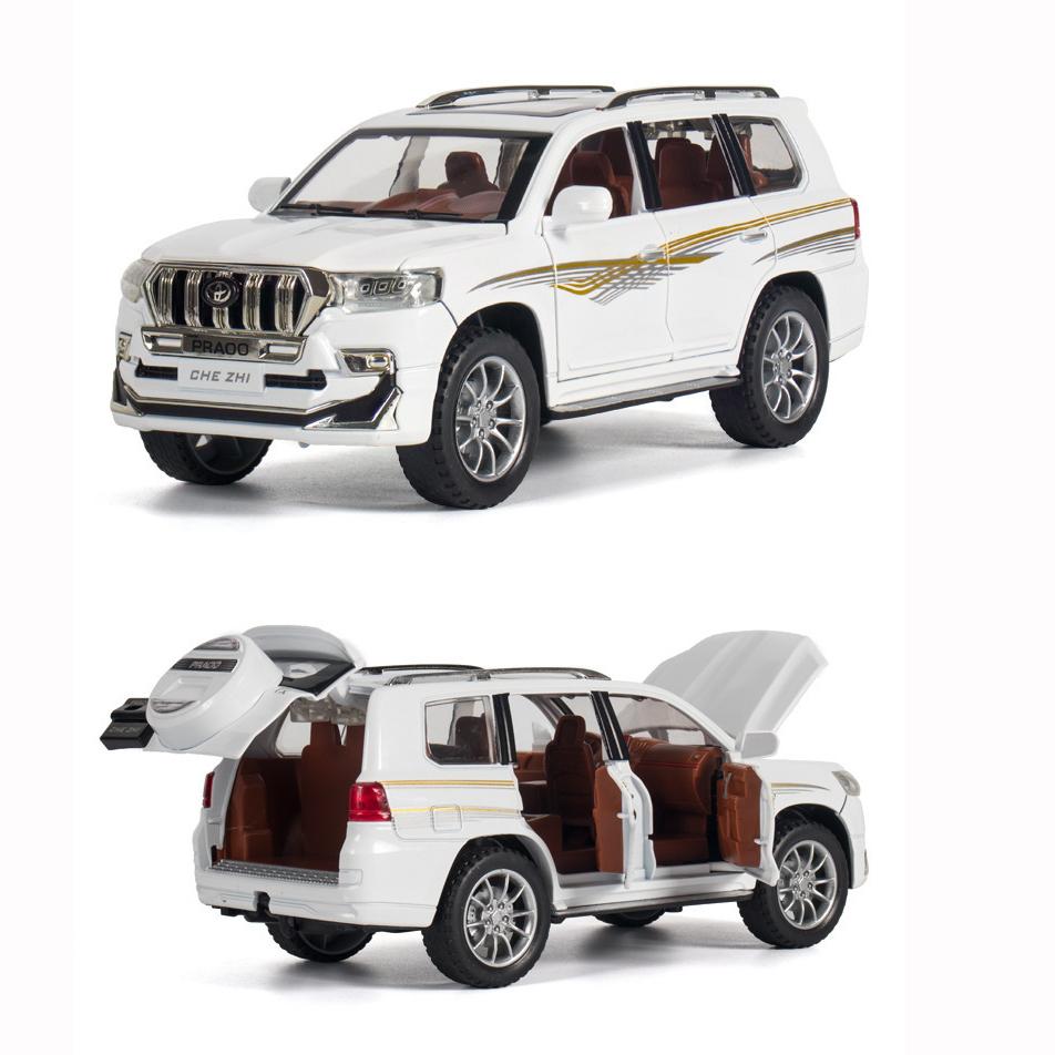 Model auta Toyota Prado v měřítku 1/24, stahovací auto ze zinkové slitiny se zvukem a světlem pro děti, chlapec, dívka dárek