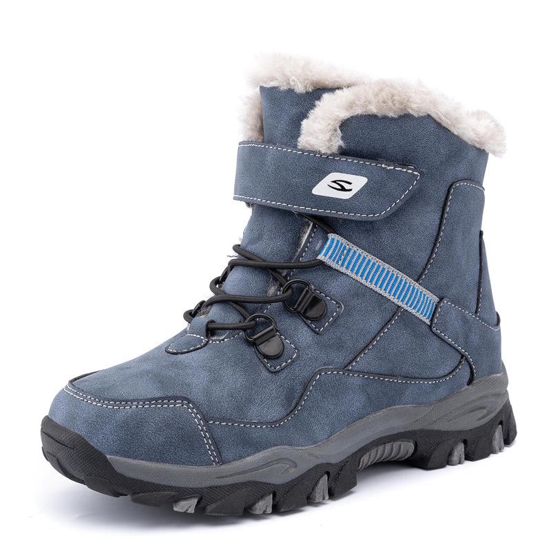 High Quality Boys Girl Winter Snow Boots Platform Warm Cotton Shoes Leather Autumn Waterproof Kids Footwear Child Sneaker