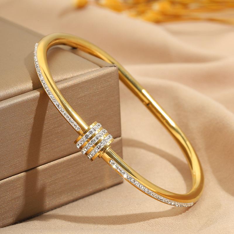 Titanium Steel Bracelet - Versatile and Fashionable Waist-rotating Open Bracelet - High-end Diamond Bracelet