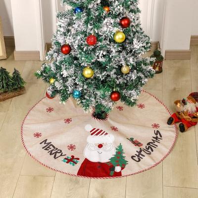 Christmas Tree Skirt 40 Inch Winter Snowman/Santa Claus Xmas Tree Mat Rustic Burlap Tree Skirt for Holiday Party Home Indoor Decorations