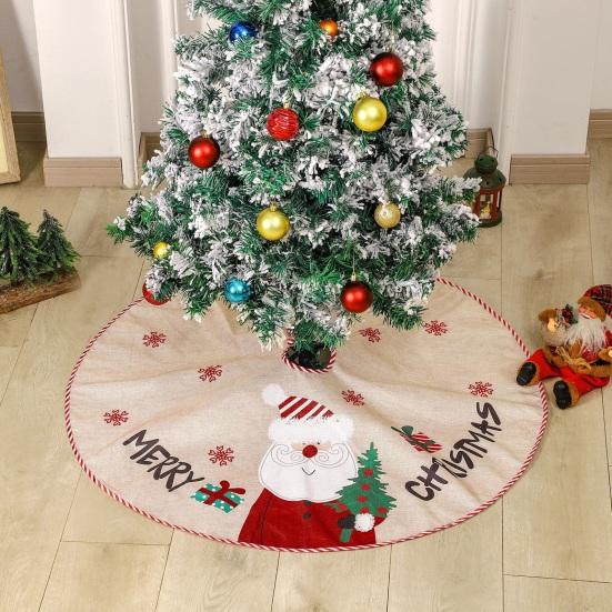 Christmas Tree Skirt 40 Inch Winter Snowman/Santa Claus Xmas Tree Mat Rustic Burlap Tree Skirt for Holiday Party Home Indoor Decorations