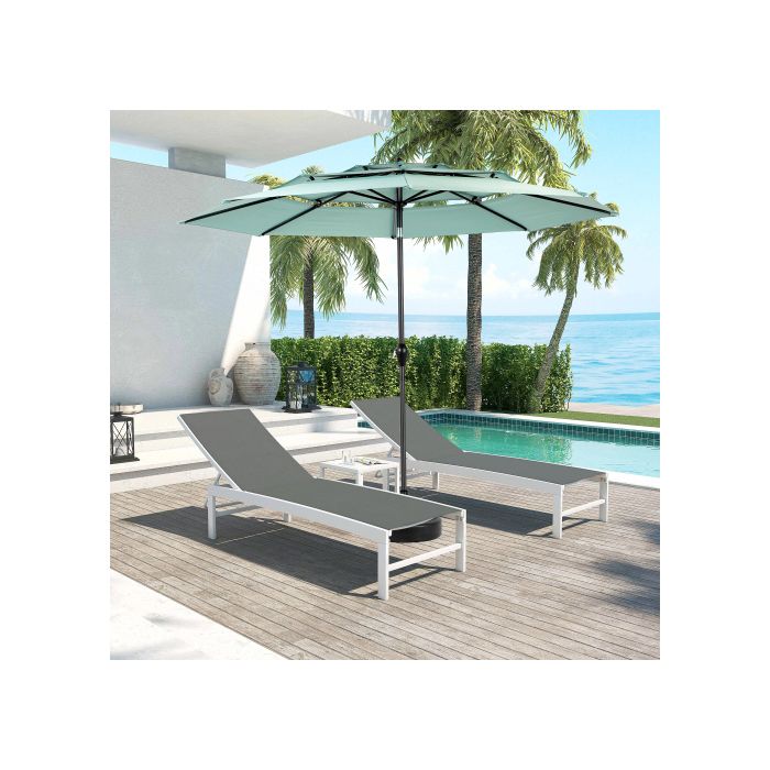 Parasol extérieur rectangulaire double face de 4,5 m avec manivelle (vert clair) (sans pied).