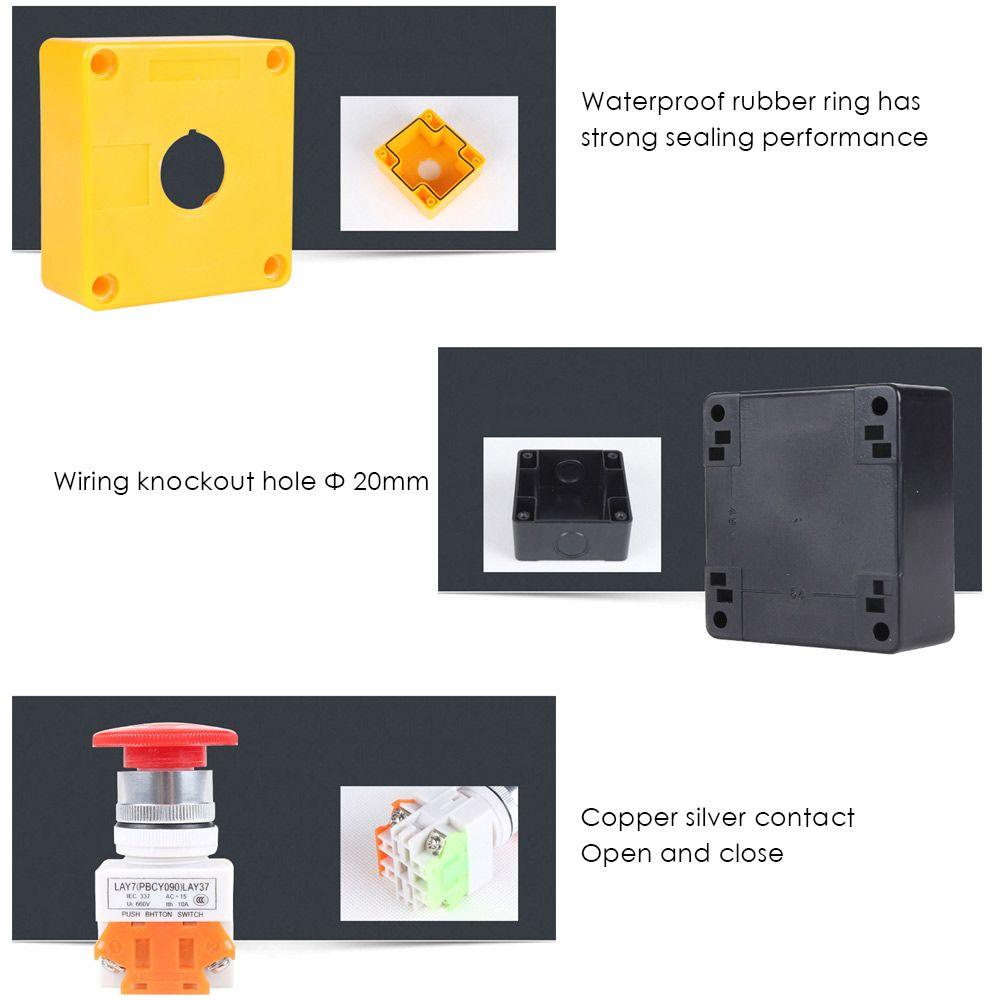 AC 660V 10A Mushroom Plastic Shell Push Button Switch DPST LAY7-11ZS Emergency Stop Switch