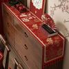 TV-Schrank, Tischdecke, Fu-Zeichen, Beistellschrank, Abdecktuch, Rote festliche Tischdecke, Esstisch, Couchtisch, Langes Tischbanner