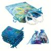 50pcs Elegant Jewelry Gift Bags Closure Golden Floral Design Mesh Pouches Candy Party Favors Organza Gift Bags with Drawstring