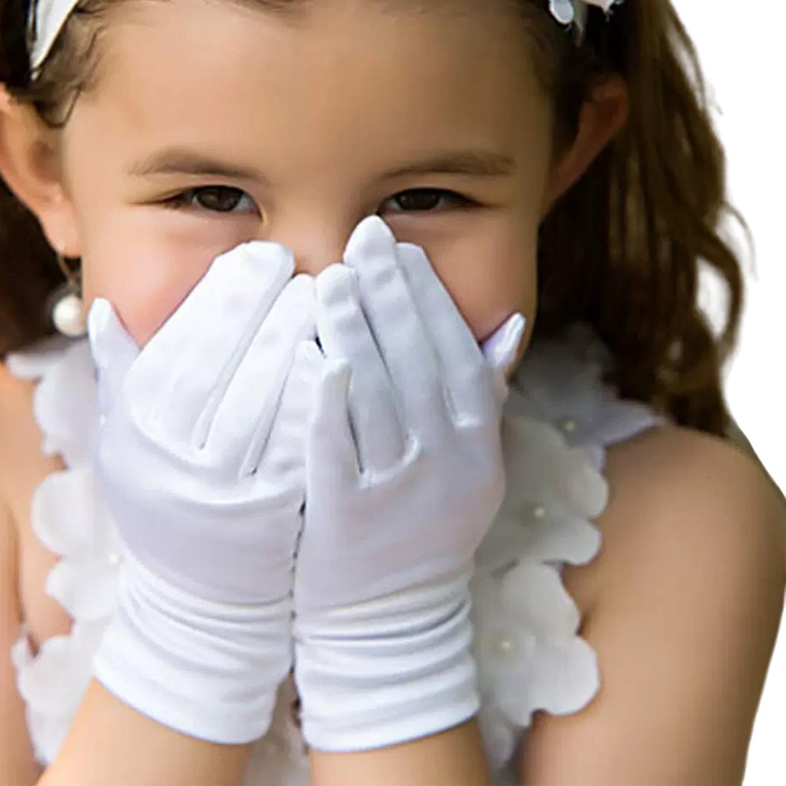 

Белые перчатки принцессы для маленьких девочек. Отлично подходят для дней рождения, фотосессий и танцевальных выступлений, для нарядного платья. белый