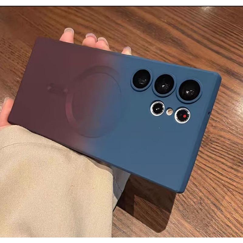 Suitable for Samsung S23ultra Liquid Silicone Gradient Magnetic Suction Phone Case S22 Anti Fall TPU Soft Shell with Lens Film