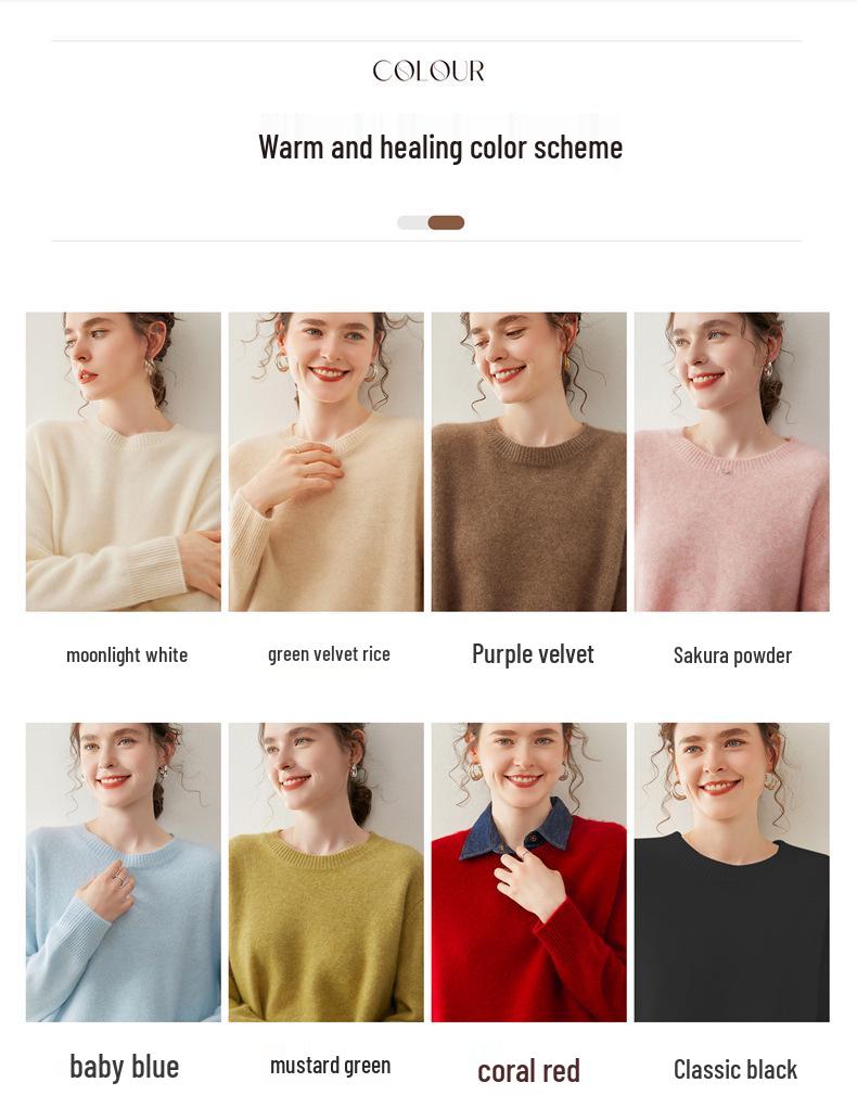 Women's Cashmere Drop Shoulder Sweater - 2025 Autumn/Winter Collection, Thickened Loose Fit, Low Round Neck Pullover.