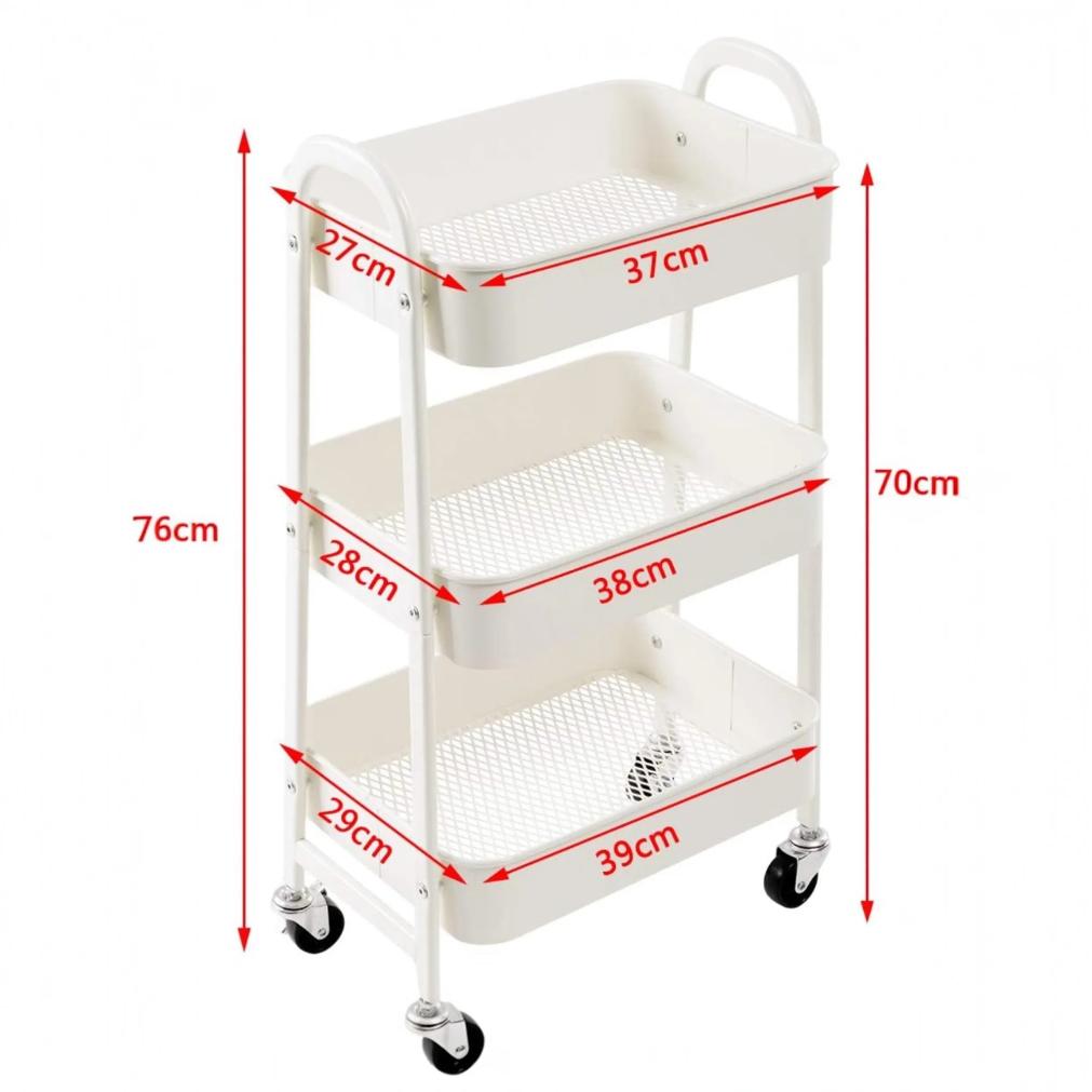 Carrello portascomparti con ruote carrello da cucina con ruote 3 ripiani carrello mobile organizer per camera da letto bagno ufficio,carrello multiuso