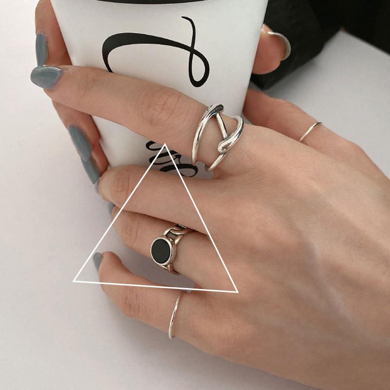 

Elegant 925 Sterling Silver Vintage Style Ring For Women Adjustable Geometric Design 6