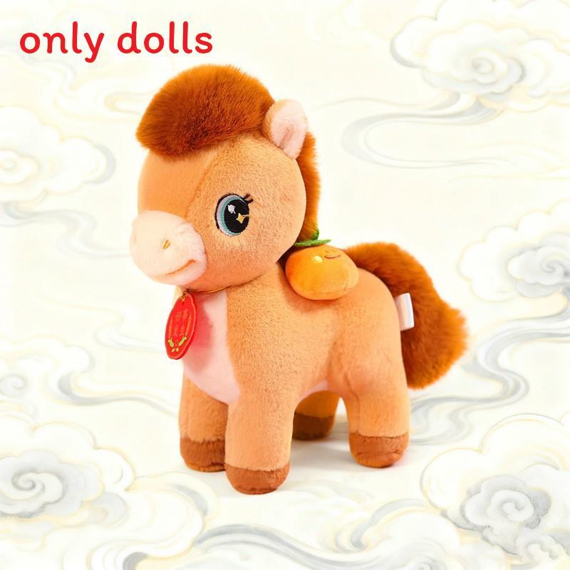 

New Year Plush Horse Toy With Wings And Persimmon Design For Year Of The Horse Celebrations Good Luck,20cm