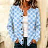 Women's Casual Plaid Button Down Long Sleeve Knit Cardigan Sweater Coat for Fall Winter