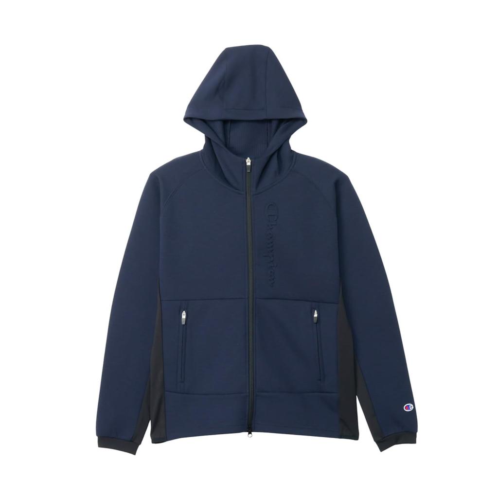 Champion Stretch 3LS Light Hooded Lightweight with Embossed Script Logo Men's Techweave® Sweatshirt, Navy, C3-BG101,