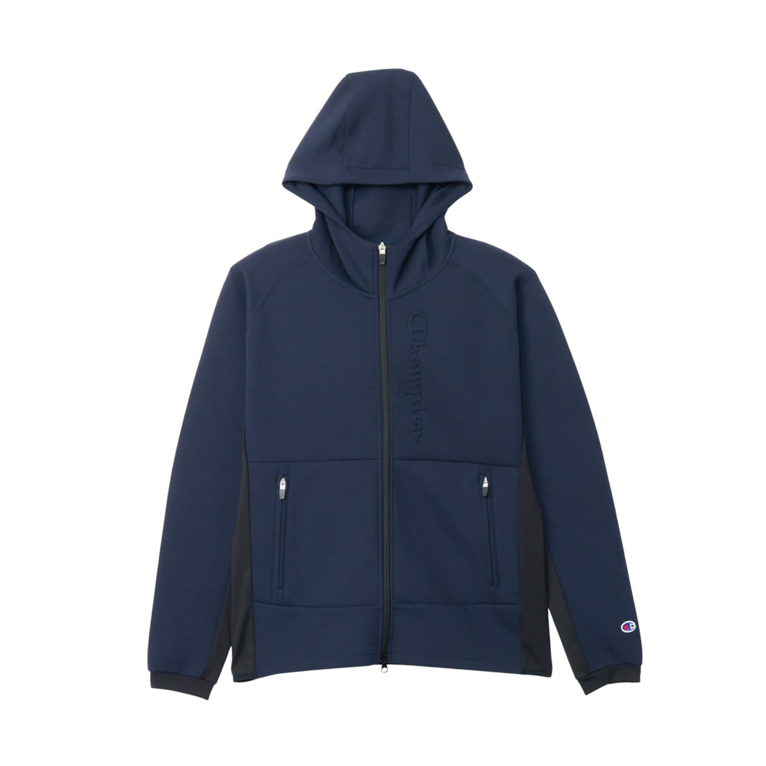 

Champion Stretch 3LS Light Hooded Lightweight with Embossed Script Logo Men s Techweave® Sweatshirt, Navy, C3-BG101,