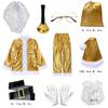 Golden Christmas Santa Costume Set Stage Performance Outfit Unisex 18-24Y