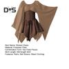 Women Long Sleeves Dress Medieval Vintage Fairy Elf Costume Bell Sleeve Retro Waist Cinching Patchwork Dress for Halloween Cosplay