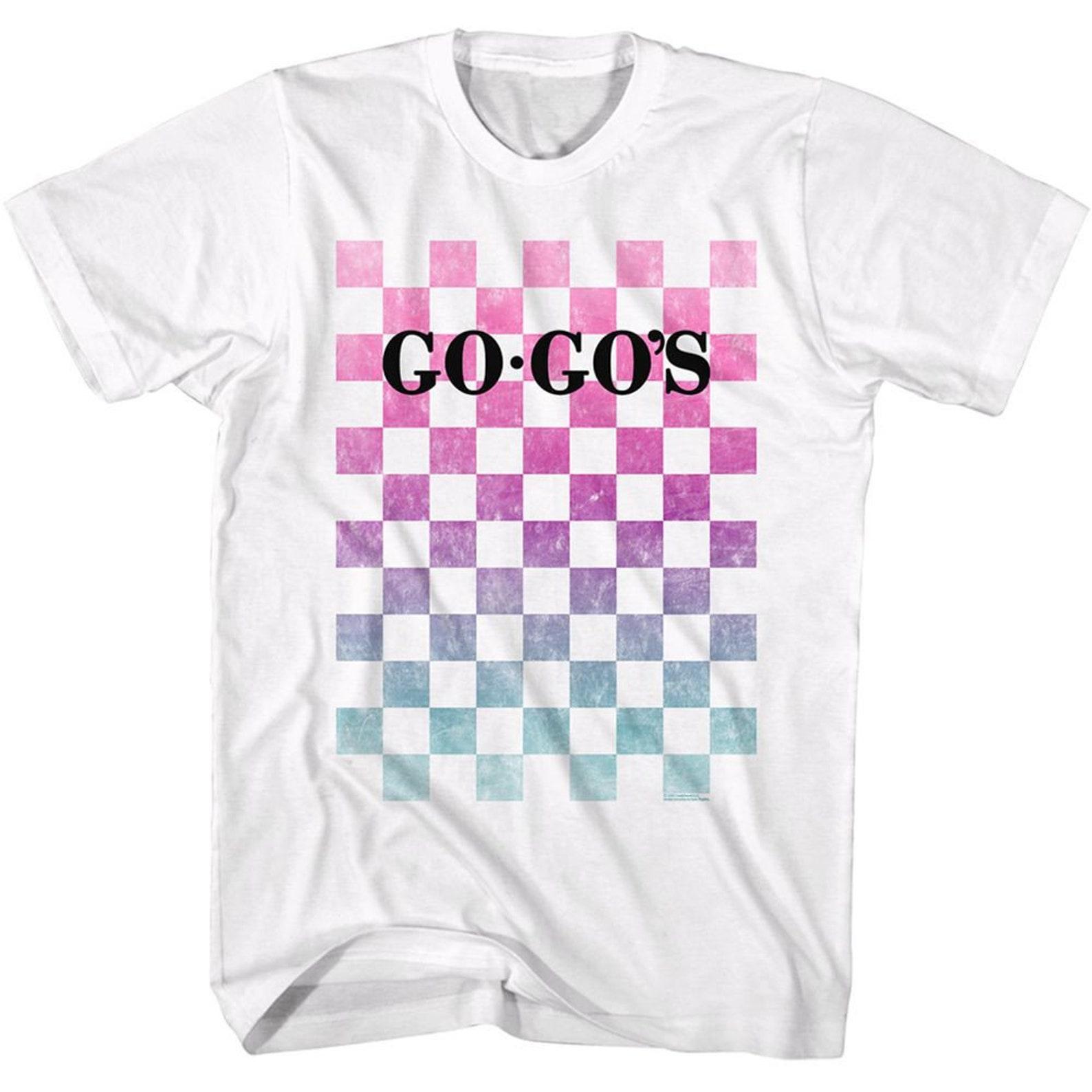Взрослая футболка в клетку белая The Go-Go s XL
