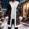 Men's Christmas Long Hooded Cardigan With Pockets Warm Jacket