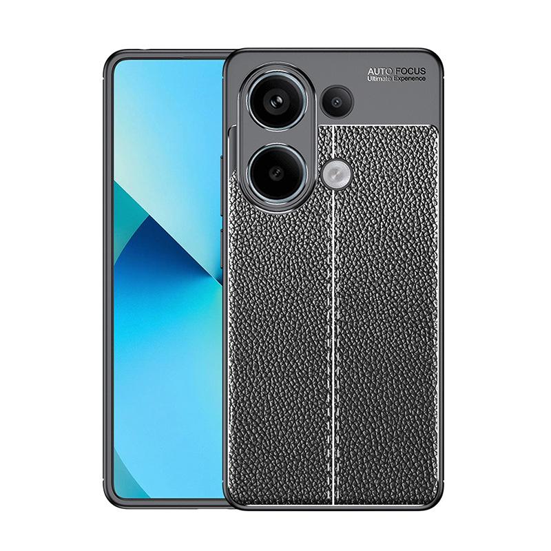 Suitable for Redmi Note13 Lychee Pattern TPU Mobile Phone Case Poco X6Pro All-inclusive Business Leather Pattern Anti-drop Case