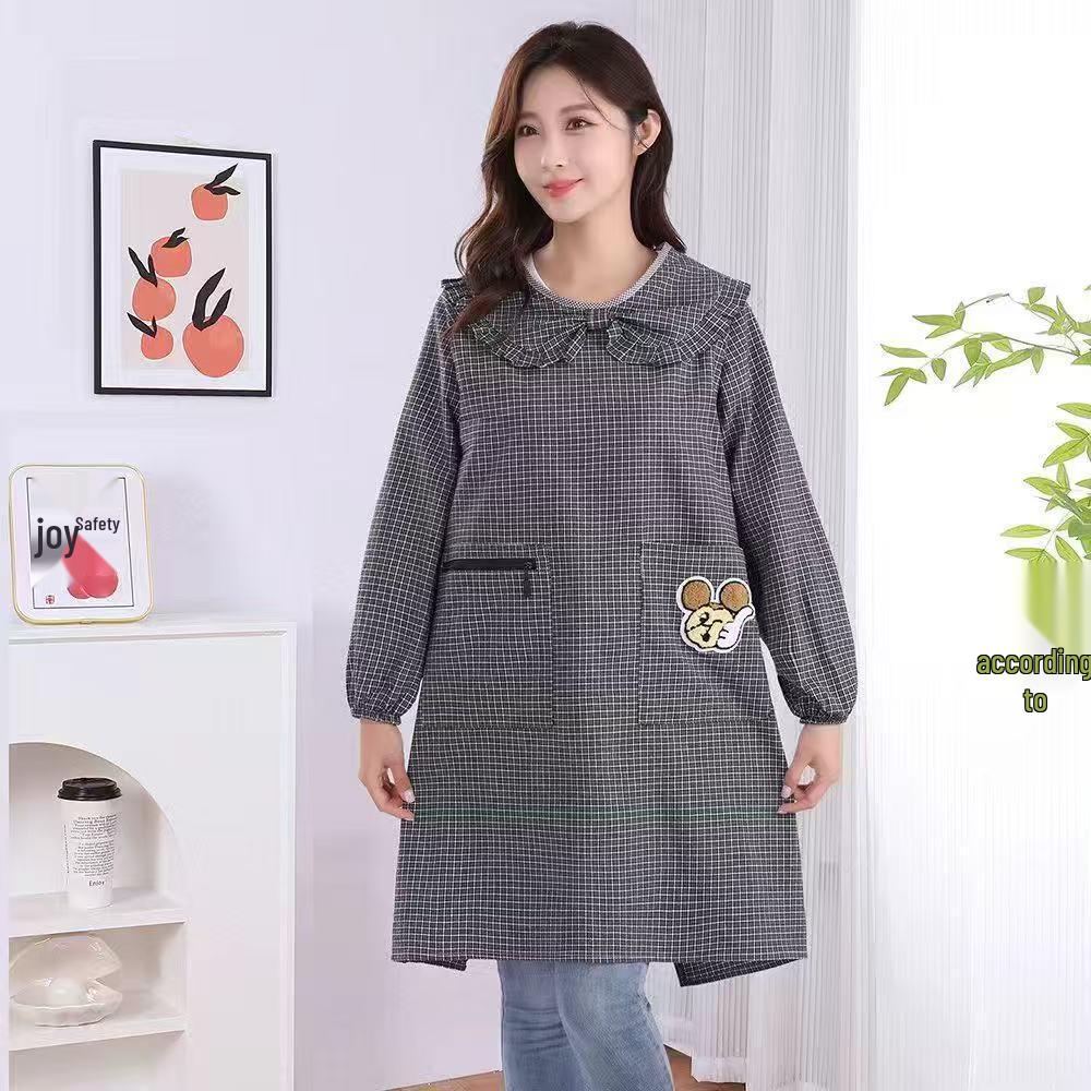 Korean Style Stain-Resistant Long Sleeve Kitchen Apron