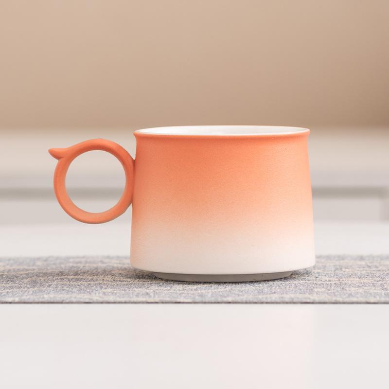 High-end coffee cup gradual change exquisite ceramic cup and saucer set high value mug light luxury design gift