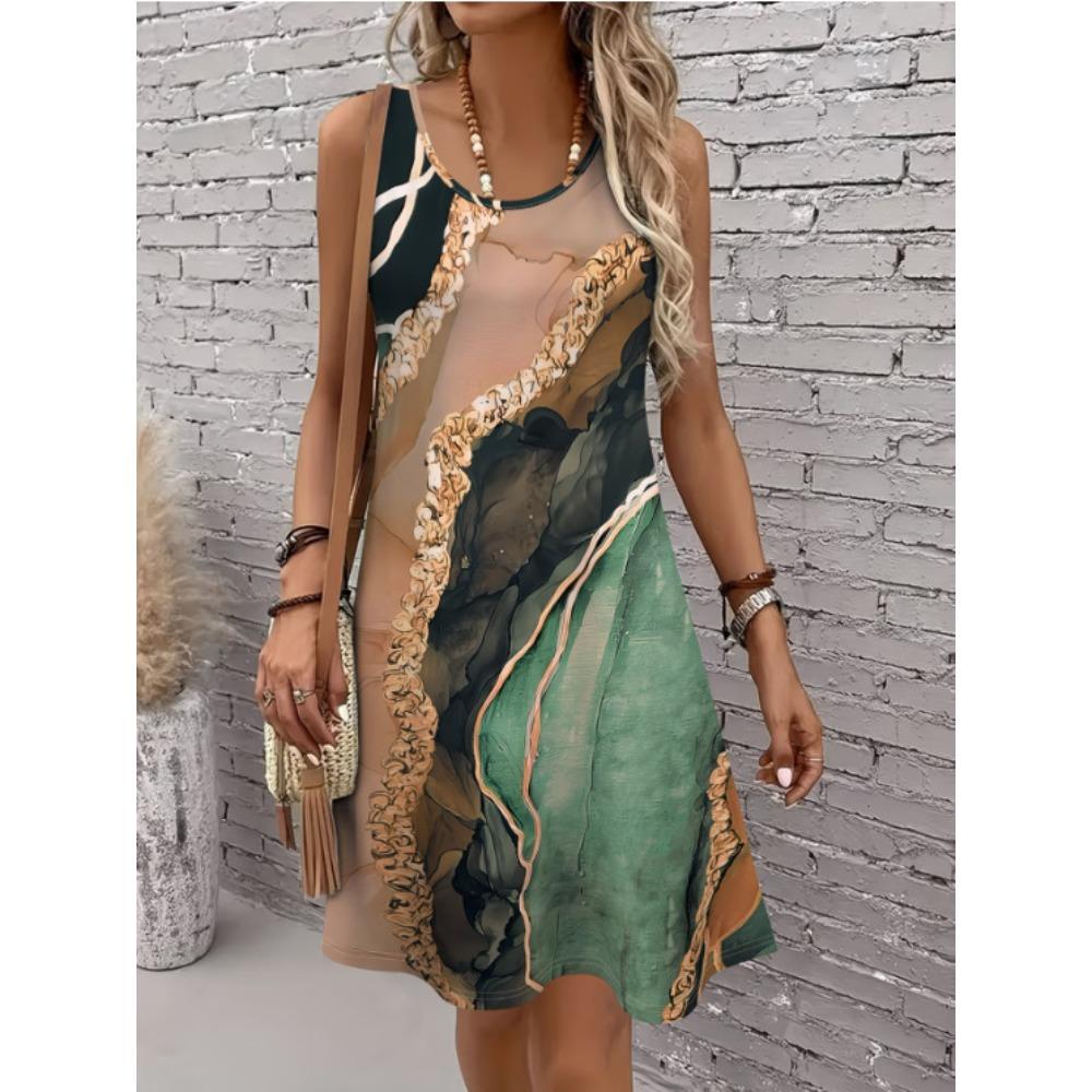 Summer Sleeveless Dress Women Fashionable Colorful Stripe 3d Print Beach Vacation Mini Dresses Comfortable Plus Size 8XL Soft Breathable Vest Dress