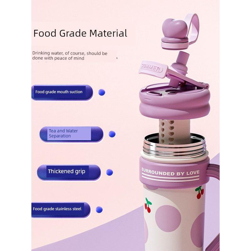 Large-Capacity Thermos Cup for Women, Good-Looking Ice Cup, Portable Car Coffee Cup, Outdoor Sports Water Bottle, Tea Cup