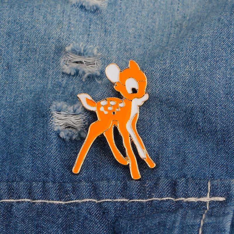 ZRM Fashion Cartoon Cute Little Elk Foal Dreamy Unicorn Alloy Brooch Gift To Friends Enamel Needle Clothes Bag Accessory