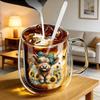 1 piece Insulated Double Wall High Borosilicate Reusable Tumbler with Handle Large Capacity Clear Coffee Mug for Men Women Hot and Cold Beverages