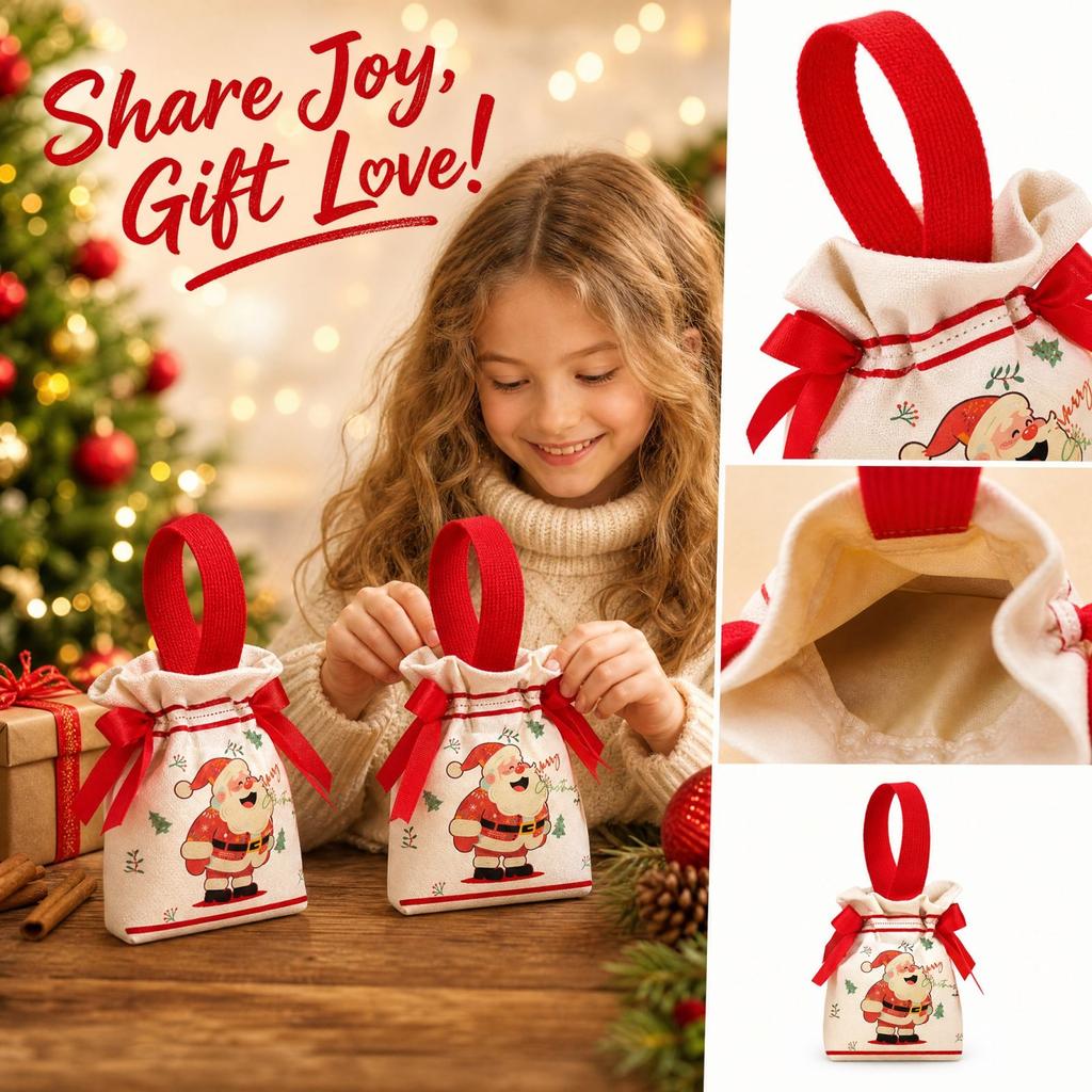 Small Christmas Gift Bags for Party Favors, Holiday Treats and Stocking Stuffers