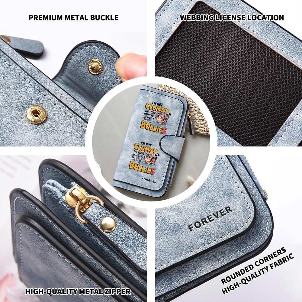 Funny Cat Print PU Leather Wallet Casual Long Multi Card Holder Zipper Purse for Daily Use