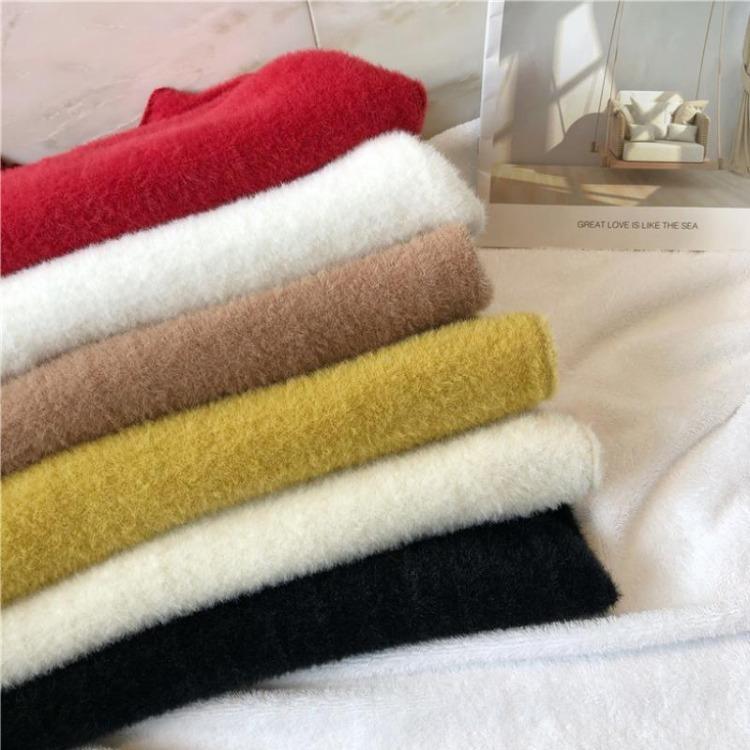 Fleece thickened bottoming shirt women's autumn and winter imitation mink fleece sweater integrated fleece semi-turtleneck knitted sweater with warm