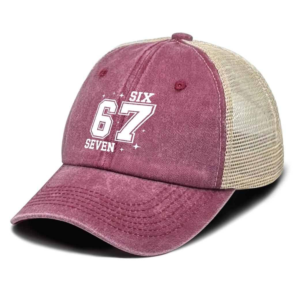 White 67 Printed Baseball Cap Adjustable Vintage Unisex Comfortable Curved Brim Cap For Women Outdoor Travel Camping