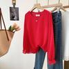 Spring and Summer New Women's Round Neck Long-sleeved Bottoming Top Loose Thin Outer Chiffon Shirt