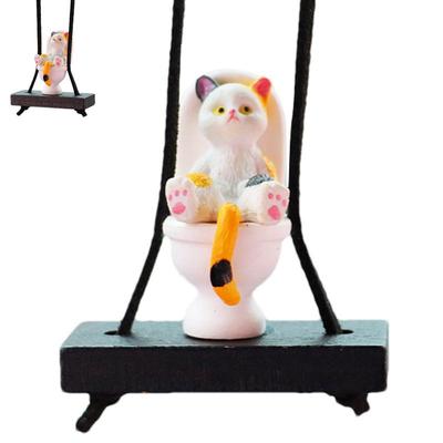 Car Cat Charm Cool Cat On The Toilet Vehicle Interior Accessories Cute Charm Pendant Decoration For SUV Bedroom Living Room Car