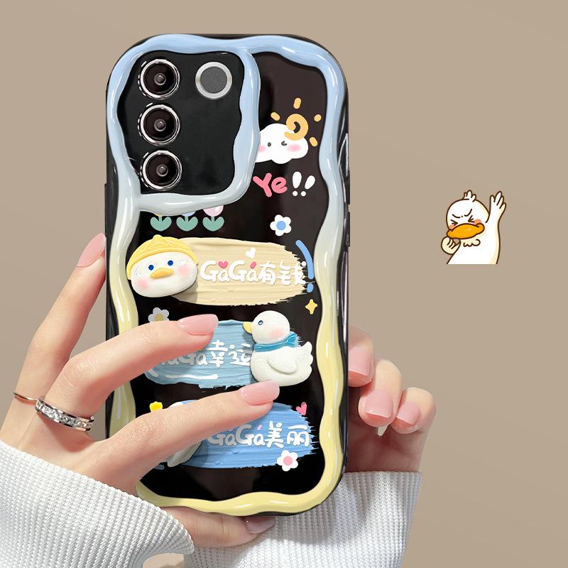 Applicable To Vivos17 Mobile Phone Case X90/80 Girls Cute Three-dimensional Pigment Duck Y77e/76 Cartoon Silicone