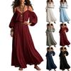 Γυναικείο Χρωματιστό Μακρύ Φόρεμα Off-Shoulder με Πτυχώσεις και Ριλάξ για Διακοπές