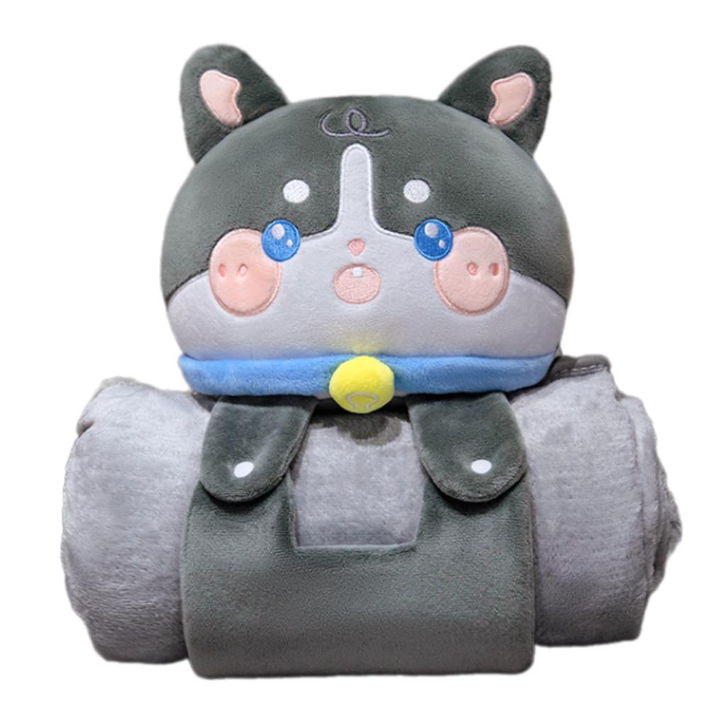 Plush Doll Air Conditioning Blanket Double-Use Pillow Soft Throw Blanket Naping Cushions Blanket Folding Gifts