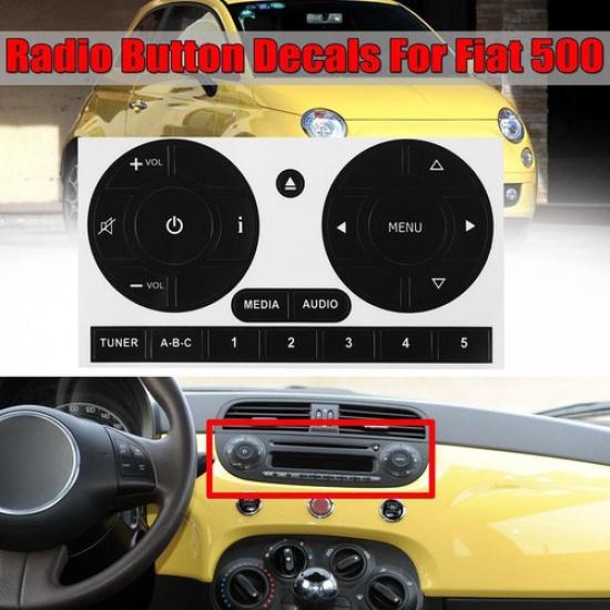 Car Radio Stereo Worn Peeling Button Kit Decals Stickers For Fiat 500 2011-2016
