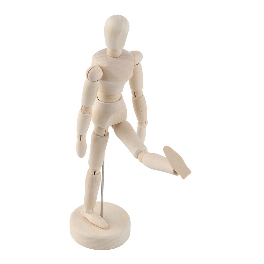 Wooden Manikin Unfinished Jointed Mannequin Poseable with Base for Home Decoration 8 Inch
