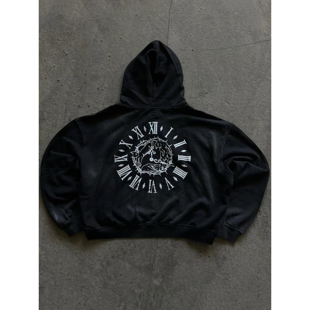 BeatStreet Y2K Gothic Unisex Hoodie Casual Chic Fashion Loose Fit Letter Print Basic Cardigan Sweatshirt Rock Punk Hip Hop Retro Streetwear