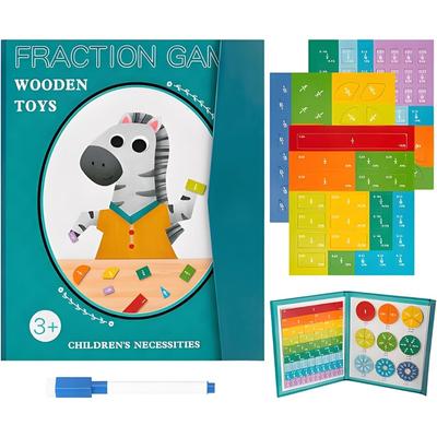 Magnetic Fraction Demonstration Book for Kids Learning, Math Manipulatives Set with Fraction Tiles & Magnets,Teaching Aid for Classroom Homeschool