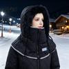 Cold Weather Gear for Women Winter Balaclava Hat, Quilted Face Mask Hood Zipper Closure, Fuzzy Trim, Thermal Neck Warmer Fleece Lined, Warm Windproof