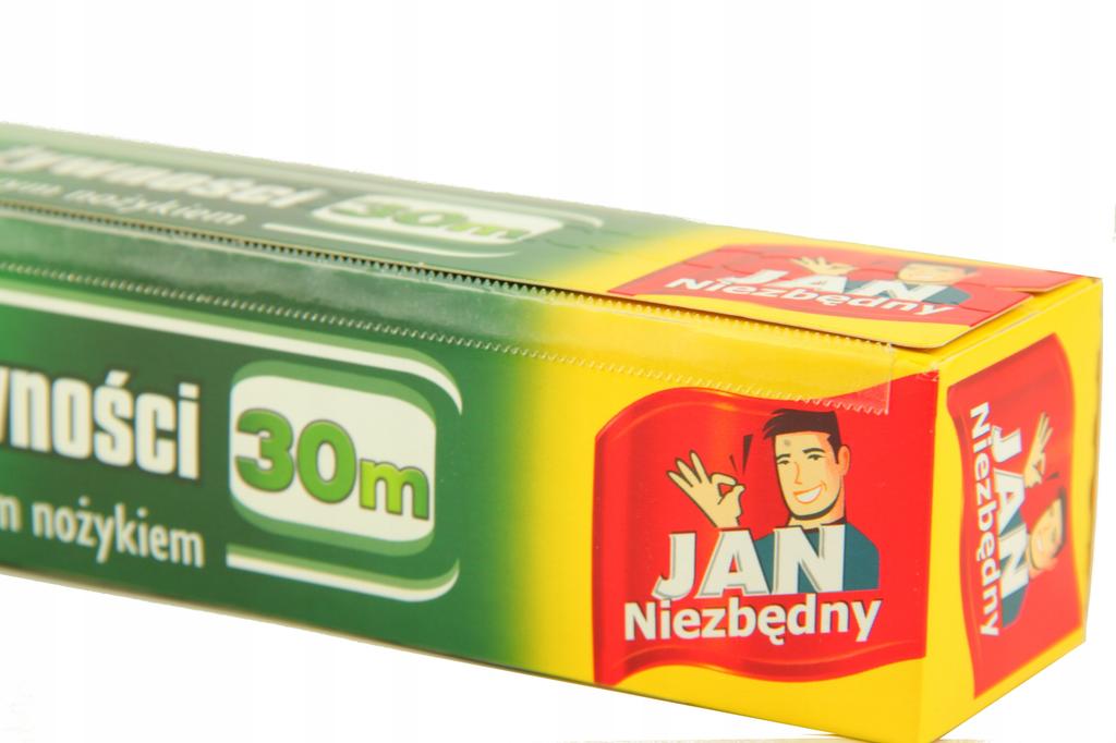 Jan Niezbędny Frischhaltefolie mit Schneidkante zum Verpacken und Aufbewahren 30M