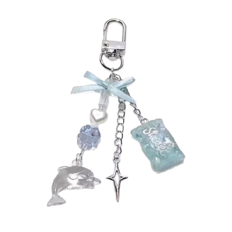 Heart Star Beaded Keychain Pendant Cute Decoration Pendant Keyring Charm