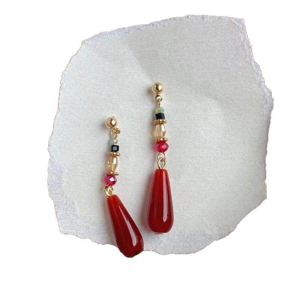 Silver needle retro temperament long water drop earrings female, unique niche new Chinese classical cheongsam earrings earrings