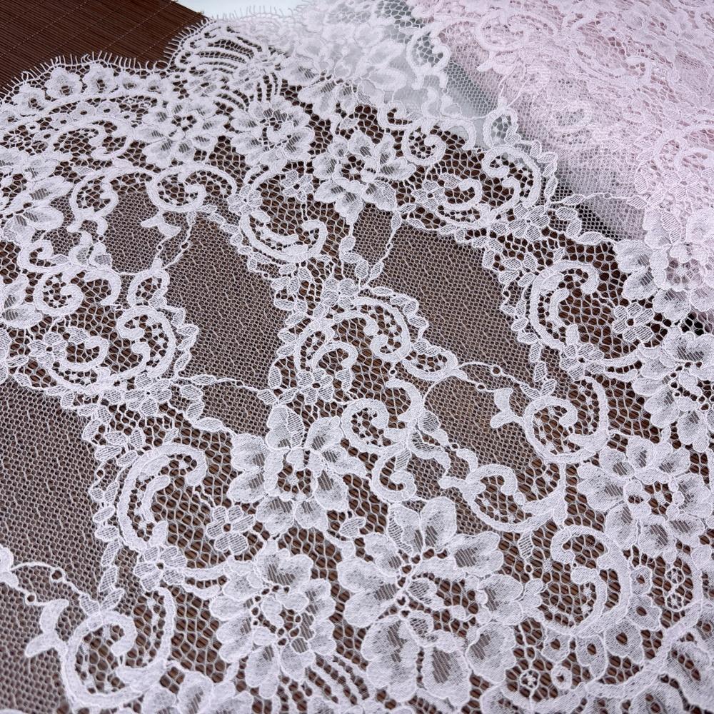 3m x 43cm French Chantilly Lace, Non-stretch Eyelash Nylon Lace Fabric for Sewing, Bra, Underwear, Lingerie, Dress, Garment, Crafting