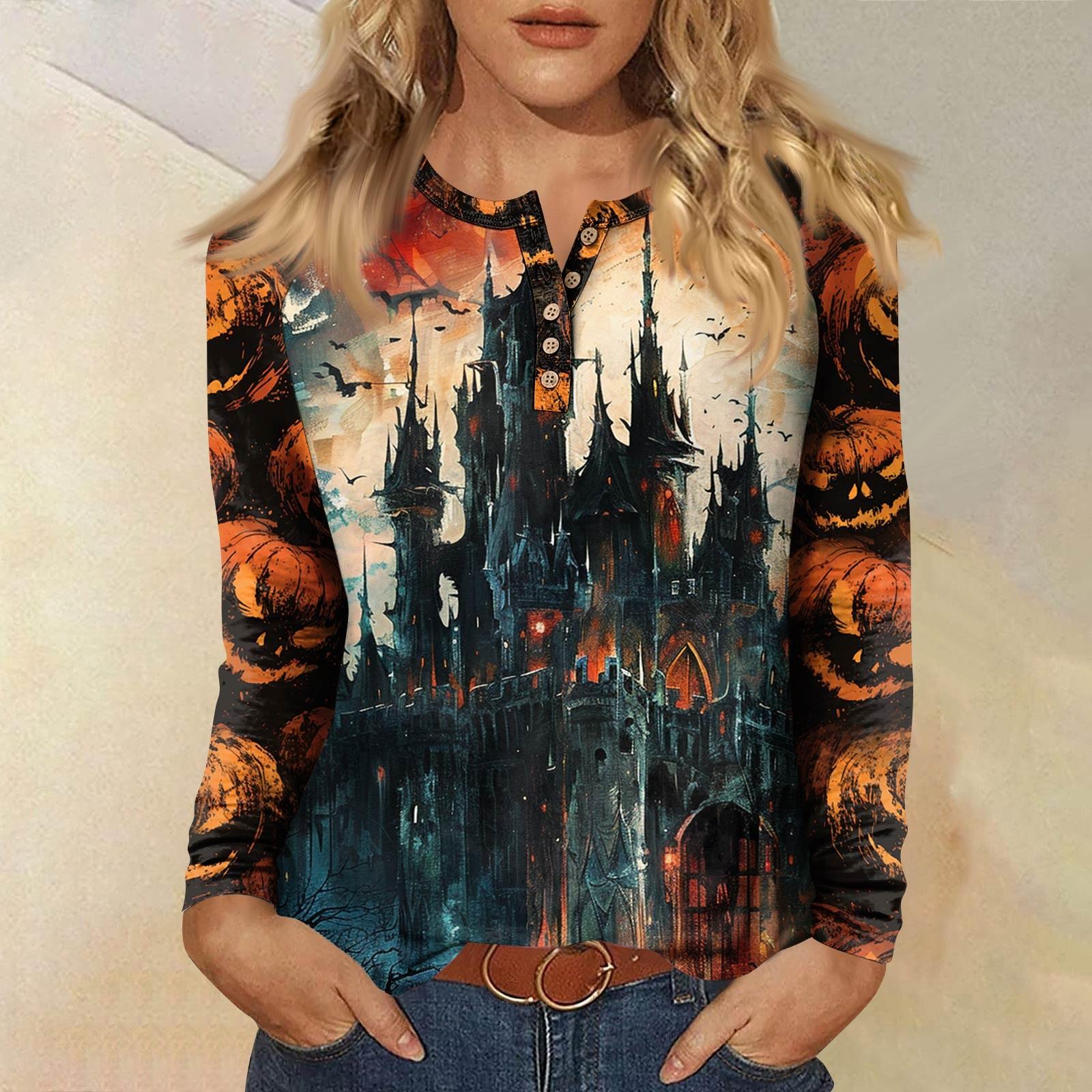 

Women s T Shirt Print Long Sleeve Daily Fashion Basic Round Neck Button Raglan Sleeve Top S чорний