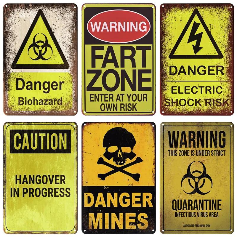 Caution Metal Tin Sign Vintage Metal Plaque Warning Slogan Retro Metal Posters Plate Signs Door Factory Home Wall Decor