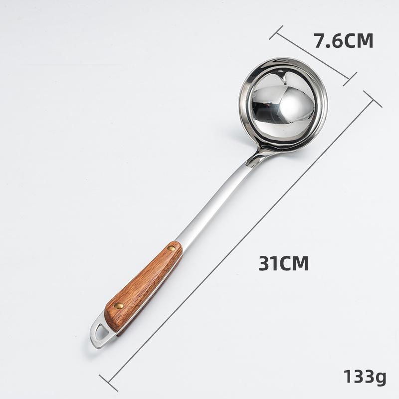 Schlitzlöffel mit Holzgriff, Verdickt, Verdickt, Edelstahl, Haushalt, Restaurants, Suppenschöpfer, Einteilig
